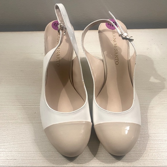 2/$40 Franco Sarto White Beige Patent Leather Heels 8.5 - Picture 4 of 7
